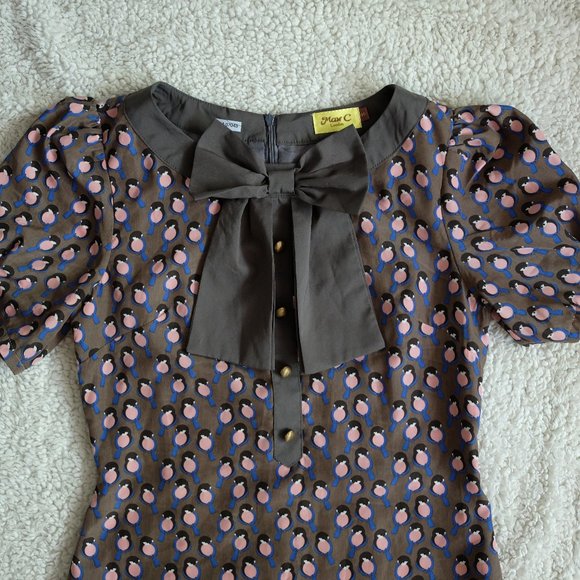 Grey Bird Pattern Dress - Picture 2 of 2